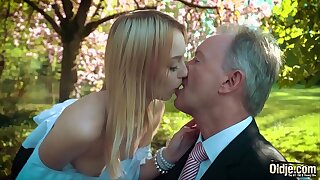 Youthfull blonde moaning fucking an old man she swallows his cumshot