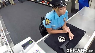 Slutty policewoman screws with pawnbroker for extra money